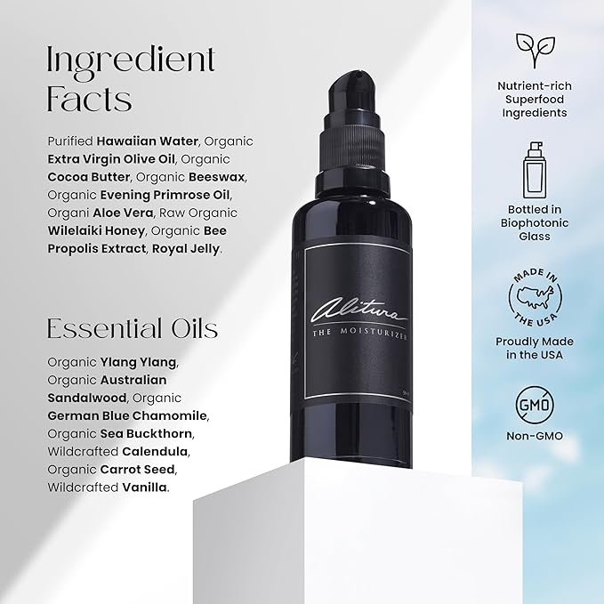Alitura Naturals Face Moisturizer for Men & Women – 100ml Daily Hydrating Cream with Aloe Vera, Bee Propolis, Sea Buckthorn, & Honey – Anti-Aging, Soothing, Non-GMO, USA Made