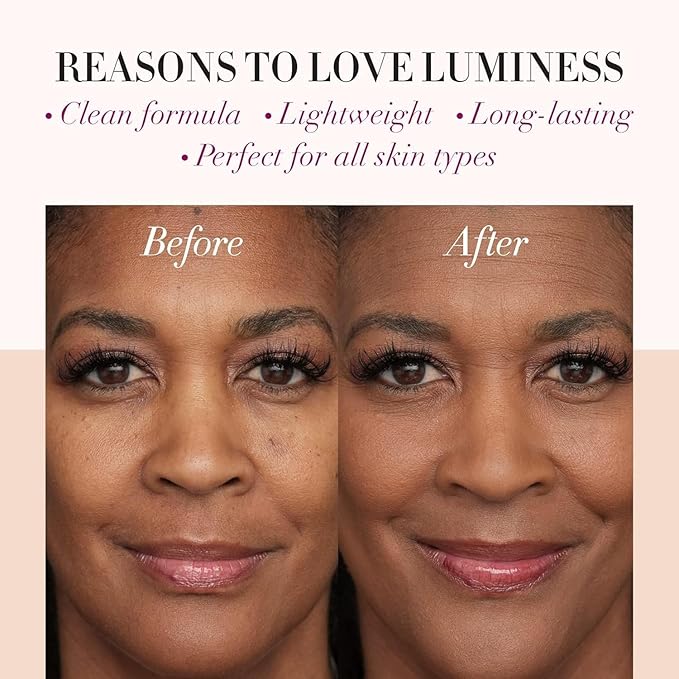 LUMINESS Silk Airbrush Spray Foundation 2-PC Kit - Foundation & Dual-Sided Angled Makeup Brush - Buildable Coverage, Anti-Aging Formula, Humidity Resistant, Hydrates & Moisturizes, Light Fair