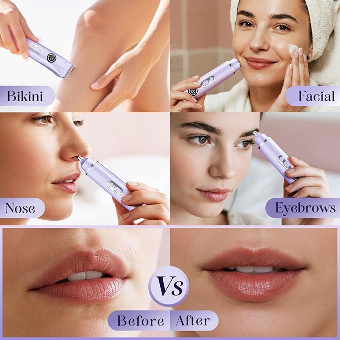 Bikini Trimmer for Women|Hair Removal Shaver - Painless Electric Razor, Cordless Body Shaver for Travel, Replaceable Lady Facial Razor|Trim Nasal/Eyebrows, IPX7 Waterproof&Easy Cleaning, Ceramic Blade