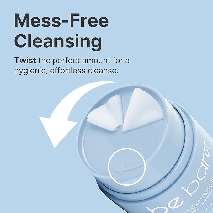 Bebare Twist Cleansing Balm with Hygienic Twist Dispenser: Cleanser for Heavy Makeup Removal, Hydrating Facial Wash for All Skin Types. Korean Vegan Skincare with Natural Oils, 1.69 Fl Oz