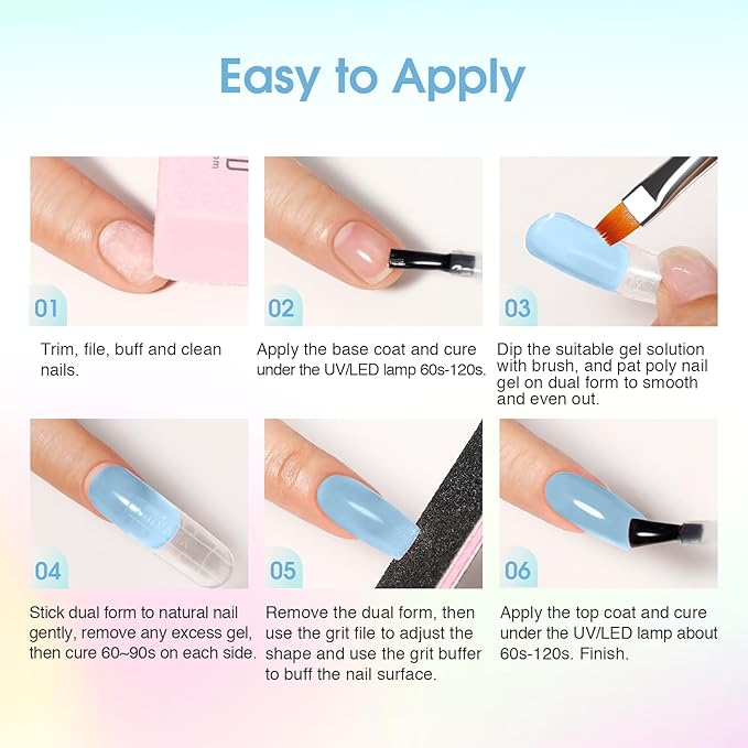 ROSALIND 12PCS Poly Nail Gel Kit with Mini Nail Lamp Nude Brown Cherry Pink Poly Extension Gel Kits