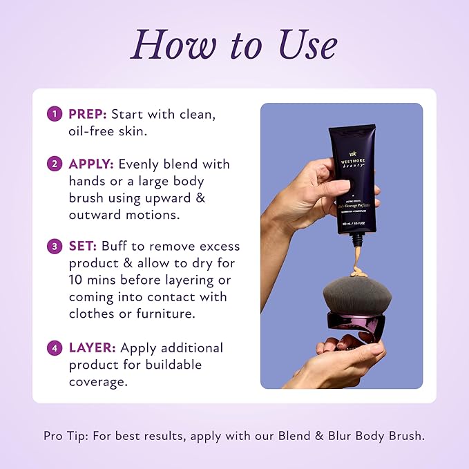 Westmore Beauty Body Coverage Perfector – Waterproof Leg & Body Makeup - Tattoo Cover Up Makeup - 7 Oz (Warm Radiance)