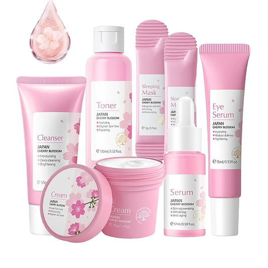 Skincare Gifts For Teenage Girls,Cherry Blossom Skincare Sets,Facial kit,Pamper Sets For Women Gifts,Skin Care Sets & Kits (SetA)