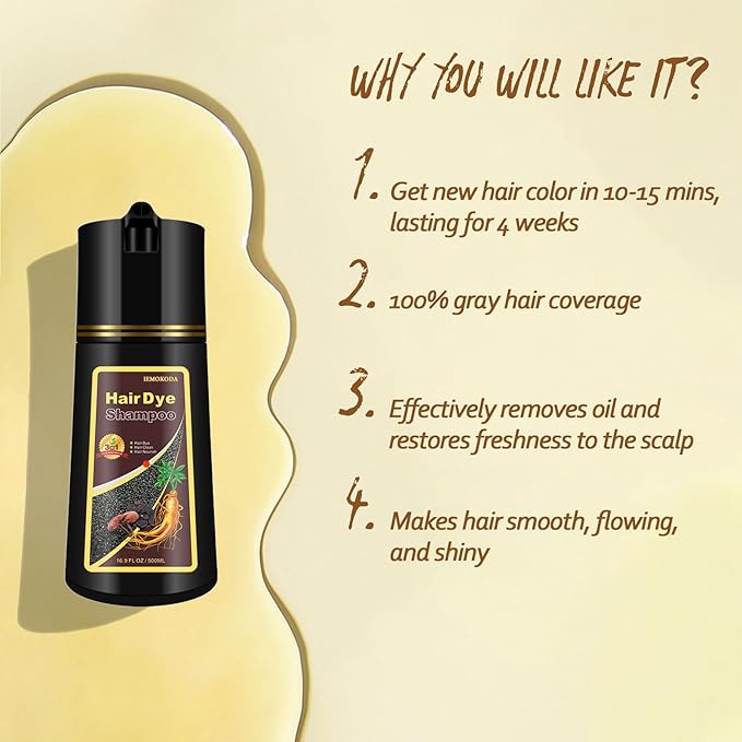 Coffee Hair Dye, Hair Dye Shampoo for Men and Women, Hair Color Shampoo For Home Use, Shampoo Para Canas, Hair Dye Shampoo 3 in 1, 16.9 Fl Oz (Coffee)