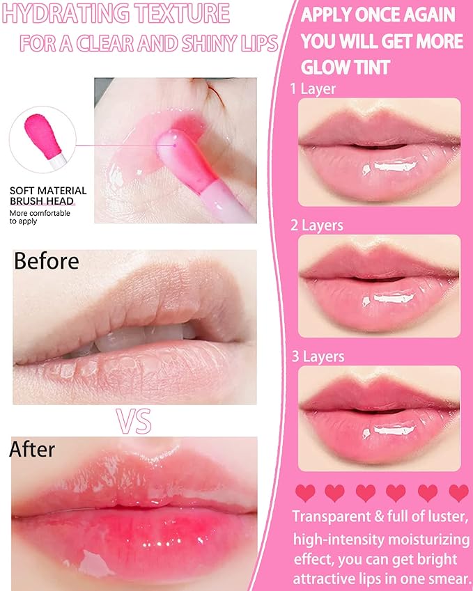 Plumping Lip Glow Oil,Hydrating Tinted Lip Oil Gloss,Transparent Toot Lip Oil Lipgloss,Long Lasting Moisturizing Glow Reviver Lip Care Oil,Glossier Lip Tint Stain Lipstain,Gift for Women(#015 Cherry)