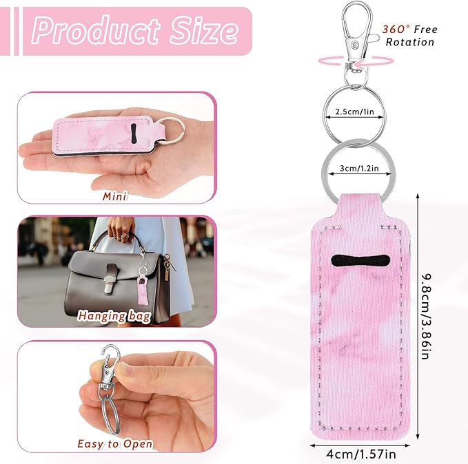 4Pcs Chapstick Holder Keychain, Lip Balm Sleeve Pouch, Chapstick Holder With Clip, Lip Balm Holder, Stocking Stuffers Gift for Women(Pink, Gray, Purple, Blue)