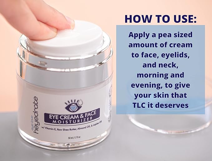 Eye Cream and Face Moisturizer with Organic Aloe Juice, Shea Butter, Almond Oil, & Jojoba Oil | Anti-Aging Eyelid and Facial Moisturizer to Reduce Dark Spots, Dark Circles & Wrinkles (1)