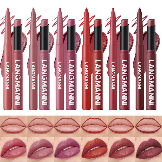 12Pcs Matte Lipstick + Lip Liner Pens Lip Combo Sets, Creamy Matte Lip Makeup Kit Long-Lasting Waterproof, Smudge-Proof Highly Pigmented Formula, Bold & Chic Shades Makeup Set (Bold Reds Collection)