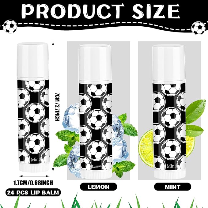 24 Pcs Soccer Lip Balm Soccer Team Gifts Soccer Party Favors Soccer Lip Balm Gift for Soccer Team Soccer Party Guest Supplies