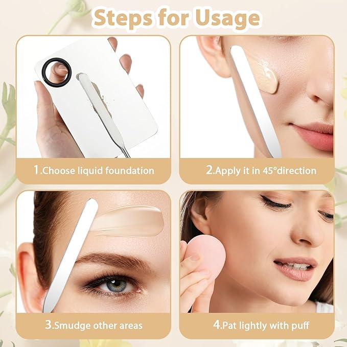 5 Pcs Makeup Spatula Korean Foundation Spatula Stainless Steel Makeup Mixing Palette Acrylic Makeup Palette Cosmetic Spatula Beauty Spatula Makeup Tools