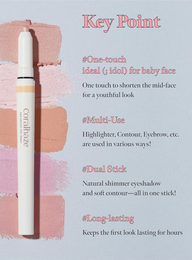 CORALHAZE Idol AEGYO-SAL Maker 05 Dreamy Rose, 2-in-1 Under-Eye Highlighter and Contour Liner for Bright, Voluminous Eyes, Long-Lasting, Smudge-Proof Shimmer Stick with Natural Glow, Korean Beauty