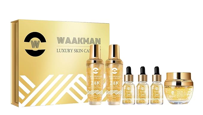 Luxury 24K Gold Moisturizing, Nourishing, Anti-Aging Moisturizer, Toner, Facial Cream & Serum Skincare Set