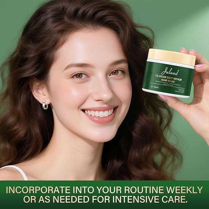 Juland Hair Mask, Collagen Hair Mask with Natural Amla Oil for Moisturization & Damage Repair, Hydroplex Technology for Stronger, Shinier Hair, 11 oz Revitalizing Treatment for Dry