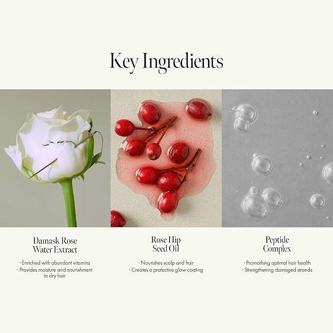 Rosy Night Hair Ampoule Treatment for Damaged Hair – Water-to-Cream Repair Formula with Peptides & Amino Acids – Frizz Control, Color Safe, Silicone-Free, Floral Musk Scent – 6.76 fl oz