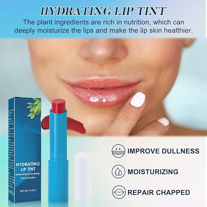 Thrives Lip Tint Hydrating,Strong Moisturizing Effect Tinted Lip Balm Bulk,Sheer Strength Hydrating Lip Tint,Hydrating Lipstick, Nourishing Ingredients Moisture Lip Tint,Non-Sticky All Day Lip Care