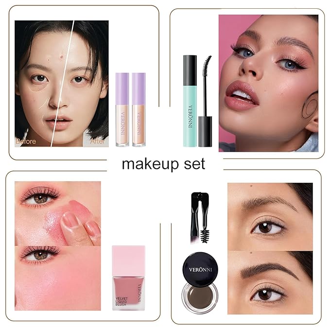 VERONNI Makeup Set,All In One Makeup Kit for Women Full Kit,Multipurpose Women's Makeup Sets,Beginners and Professionals Alike,Easy to Carry (Kit 011 (22pcs))