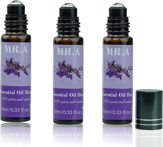 3 Pack Essential Roll On Blend Oils Set, 100% Natural Fragrance Oil, Aromatherapy Roll On Blend Oil with Pure Lavender Oil, Gift for Women Men 0.33 fl.oz