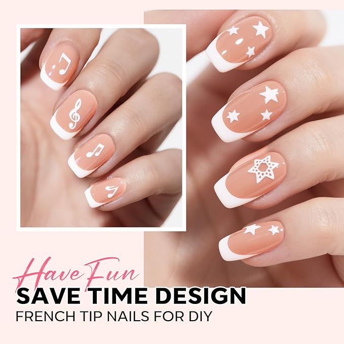 modelones French Tip Press on Nails, 150Pcs Extra Short Square Fake Nails with Nail Box, Deep Nude Gel Nail Tips for Women, Soft Glue-On Nails for Natural Salon Look, DIY Nail Art (15 Sizes)