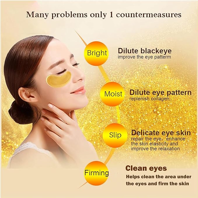 Under Eye Patches, 24K Gold Collagen Eye Mask for Puffy Eyes and Dark Circles Treatment, Under Eye Mask for Bags and Wrinkles, Eye Skin Care Pads for Beauty & Personal Care (60Pcs)