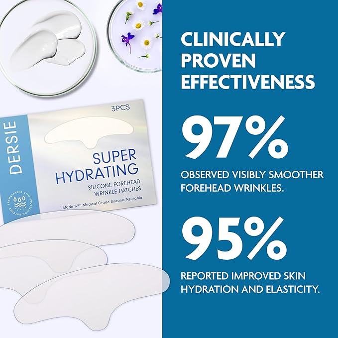 Dersie Silicone Forehead Wrinkle Patches: Reusable Anti Wrinkle Pads for Wrinkles - Overnight Use Forehead Wrinkles Treatment (3 Count (Pack of 1))