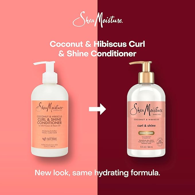 SheaMoisture Curl & Shine Conditioner 4 Count Coconut & Hibiscus, for Thick, Curly Hair to Moisturize & Soften, 13 oz