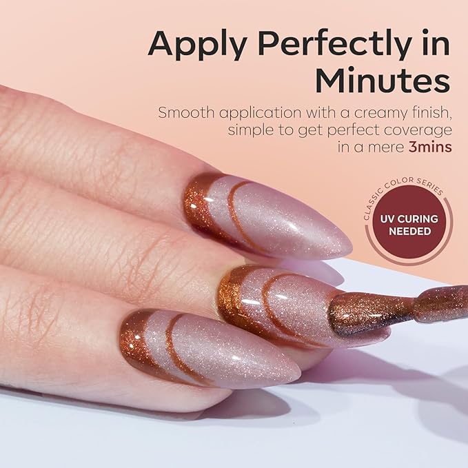 modelones Chameleon Gel Nail Polish Set, 6 Colors Fall Gel Polish Kit Nude Brown Glitter Shimmer Soak Off LED Nail Lamp Gel Nail Kit Home Gift DIY Salon For Women Girl