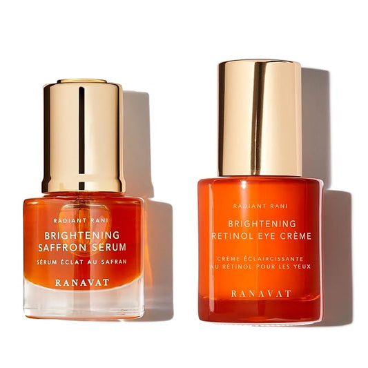 RANAVAT Radiant Rani - Brightening Saffron Serum & Retinol Eye Creme Duo - Diminish Hyperpigmentation and Increase Radiance with Facial Serum (2 Piece)