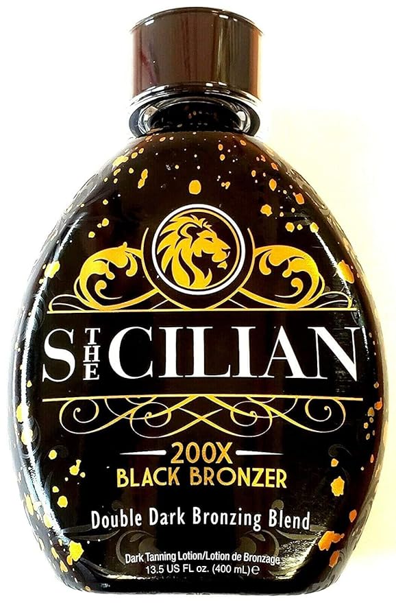 The Sicilian 200X Dark Black Bronzer Tanning Lotion - BEST for Glowing Skin - Gradual Bronzing & Sunless Self Tanner Lotion - Luxurious Sunless Body Tanning Lotion Nourishes Skin