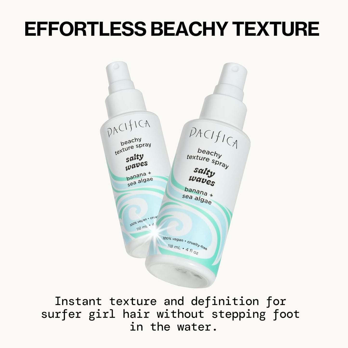 Pacifica Salty Waves Sea Salt Texturizing Spray, Coconut Scent 4oz – Beachy Waves Hair Spray for Tousled Texture & Volume, Surf Salt Spray with Coconut & Sea Algae, Lightweight, Vegan