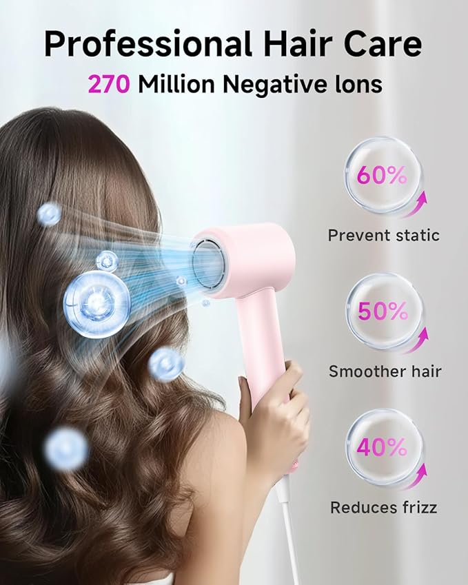 PLUZZ Hair Dryer with Diffuser Attachment, Diffuser Blow Dryer Ionic for Curly Hair, 110000RPM Brushless Motor High Speed Fast Hairdryer for Women/Men/Kids, Travel Hair Dryers Small Lightweight 1600W