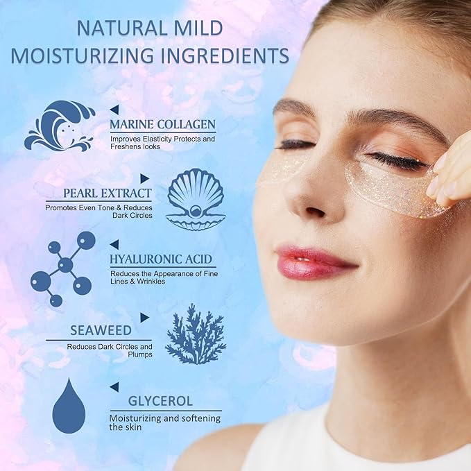 Under Eye Patches For Dark Circles, 12 Pairs Collagen Eye Patches, Natural Marine Collagen Under Eye Patches, Dark Circle Eye Patches, Undereye Mask For Dark Circles, Wrinkles & Eye Bags
