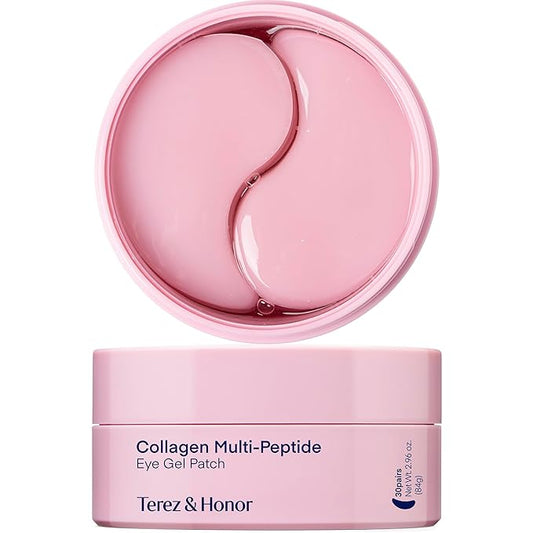 TEREZ & HONOR Peptide Collagen Under Eye Patches - 60 Korean Firming, Glowing & Hydrating Hydrogel Mask for Puffy Eyes, Dark Circles, Wrinkles, Fine Lines, Undereye Bags - Anti-Aging Eye Gel Pads