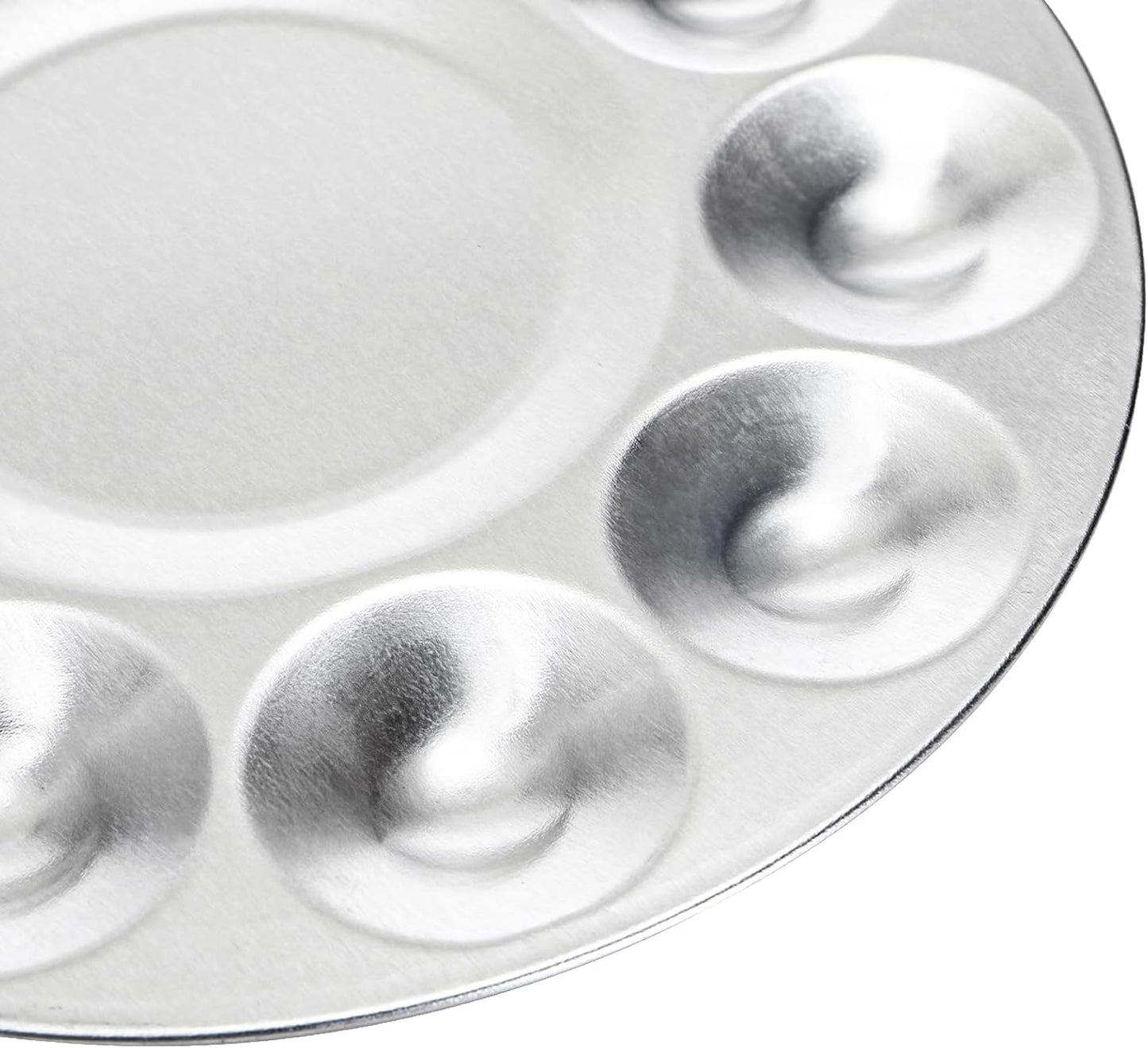 10 Pack Paint Tray Palettes, 6.7" Metal Paint Mixing Pallets, 10-Well Painting Palette, Washable Round Paint Holder Tray for DIY Craft Professional Watercolor Oil Art Painting Project, Silver