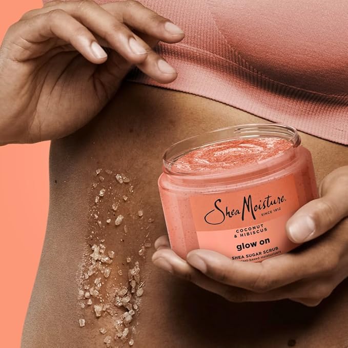 SheaMoisture Shea Sugar Body Scrub For Glowing Radiance Coconut Hibiscus Glowing Radiance Body Scrub With 24h Shea Moisture Nutrients 12 oz