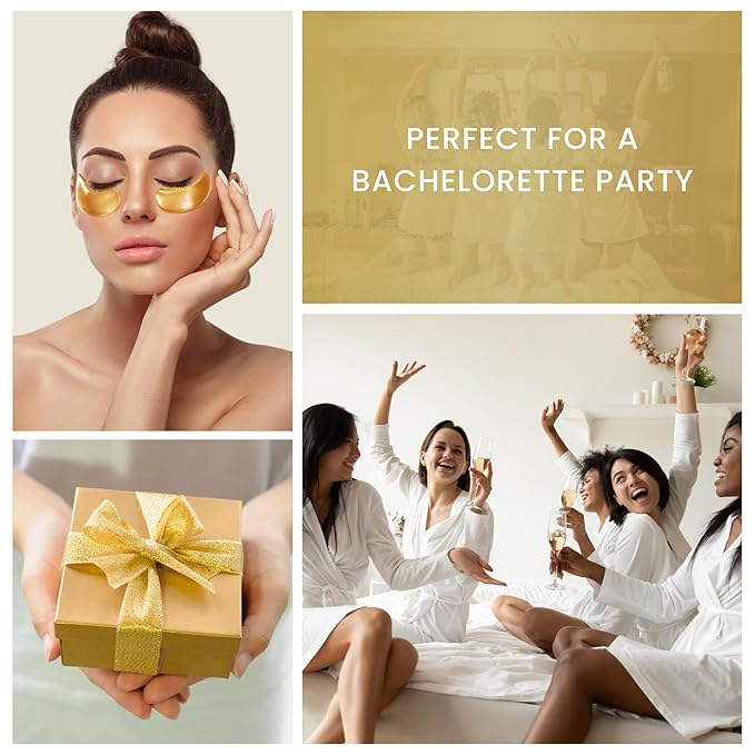 24K Gold Under Eye Patches with 6 pieces of Lip Mask, Anti-Aging Eye Mask, Under Eye Mask Dark Circles and Puffiness, Wrinkles Patches with Hydrogel, Collagen Eye Pad Elasticity Self Care 48 pairs…