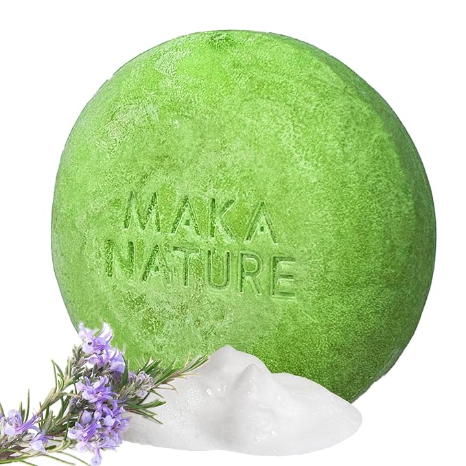 Maka Nature Low-Carbon Shampoo Bar | Korean K-Beauty Haircare with Natural Ingredients for Scalp & Hair Types | Vegan, Eco-Friendly, pH balanced, 3.35oz (Rosemary)
