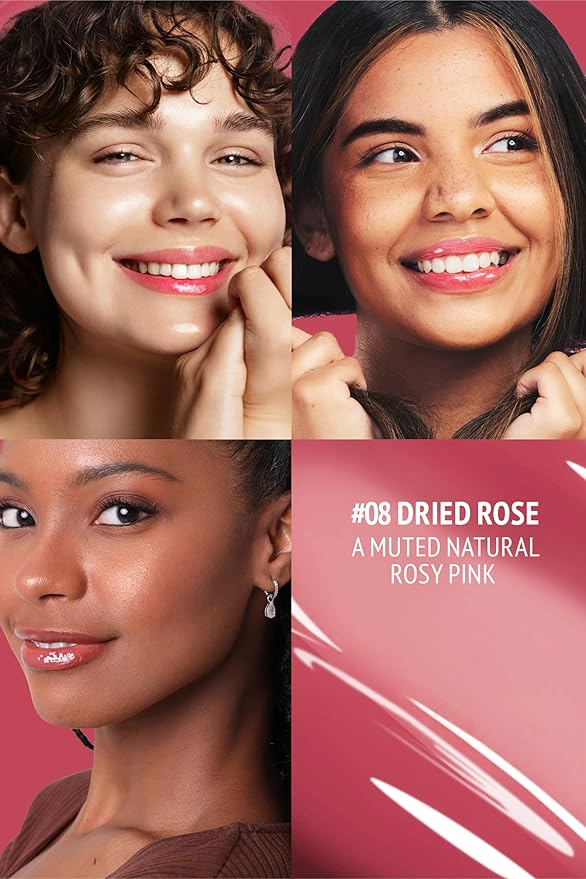 Veganize Collagen Lip Glass Balm | Hydrating Lip Balm in 9 Vibrant Colors | Moisturizing Lip Care Infused with Collagen Jelly Magic | No Animal Trial Lip Balm 0.06 oz (No. 8 Dried Rose)