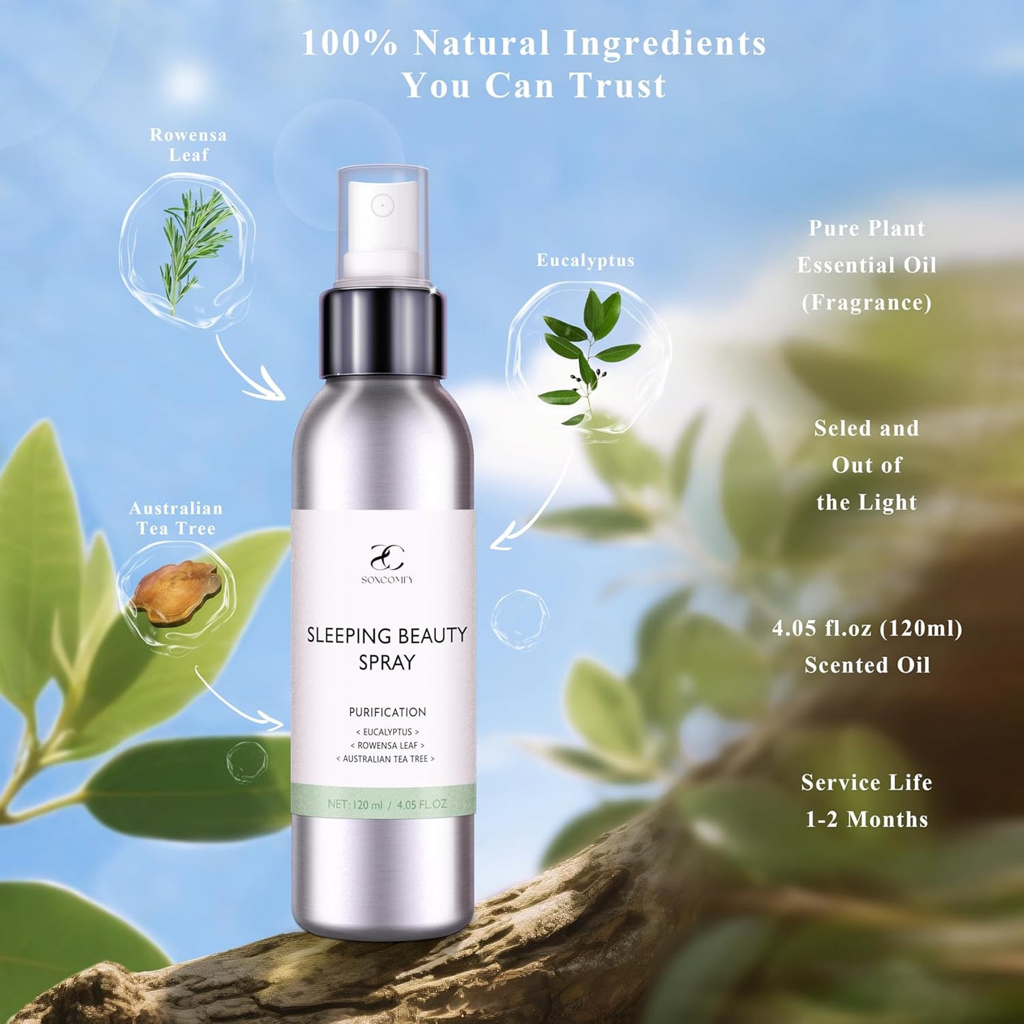 Pillow Ritual Aromatic, Calming Relaxing Pillow Mist, Linen and Fabric Sleep Spray, Infused with Natural Essential Oils for Bedtime Routine, Eucalyptus &Tea Tree, Aluminium Bottle 4.05 oz