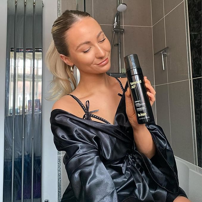 b.tan Dark Self Tanner Mousse | Get Tanned - Best, 1 Hour Express Sunless Tanning Foam, No Fake Tan Smell, Ultra Dark Bronzing Glow, Face & Body, Vegan, Cruelty Free, 6.7 Fl Oz
