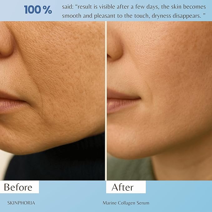 Marine Collagen Serum for Mature Skin - Advanced Anti-Aging Formula with Hydrolyzed Collagen, Moisturizing Panthenol, Glycogen. For All Skin Types, Daily Use, Perfect Base