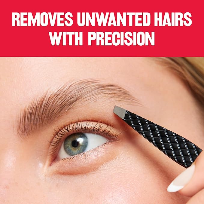 Revlon Expert Eyebrow Hair Removal Tweezer, Tweezers for Men, Women & Kids, Stainless Steel (Pack of 2)