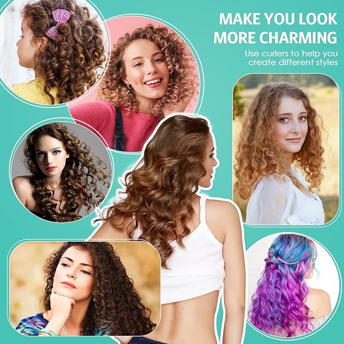 Syhood 30 Pcs 7'' Flexible Curling Rods Twist Foam Hair Rollers Soft Foam No Heat Hair Rods Rollers and 1 Steel Pintail Comb Rat Tail Comb for Women Long Short Hair(Lake Green,7 x 0.3 Inch)