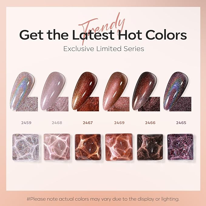 modelones Chameleon Gel Nail Polish Set, 6 Colors Fall Gel Polish Kit Nude Brown Glitter Shimmer Soak Off LED Nail Lamp Gel Nail Kit Home Gift DIY Salon For Women Girl