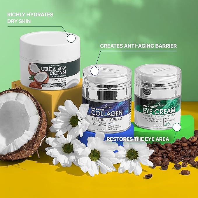 Skincare Gift Set, 10 Anti-Aging Beauty Products for Women & Men, Facial Creams & Moisturizers, Hair Growth Serum, & Hemp Cream, for Hair, Neck, Dark Spots, Scars, Dark Circles, & Dry Skin