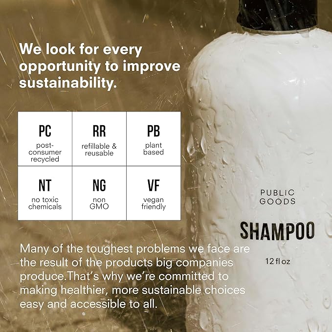 Public Goods Shampoo for Women & Men | Natural Gentle Shampoo to Cleanse & Nourish All Hair Types | Made with Organic Essential Oils | Sulfate & Paraben Free | Vegan | Made in Canada | 12 Fl Oz Bottle