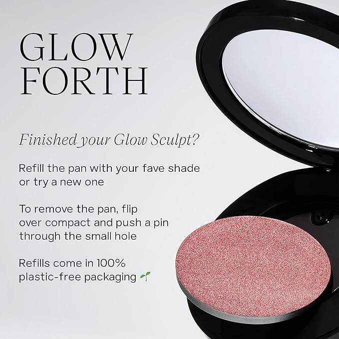 Saie Glow Sculpt Multi-Use Highlighter + Cream Blush Refill - Lightweight with Hyaluronic Acid + Micropearl for Radiant, Glowing Skin - Bronzeglow (.02 oz)