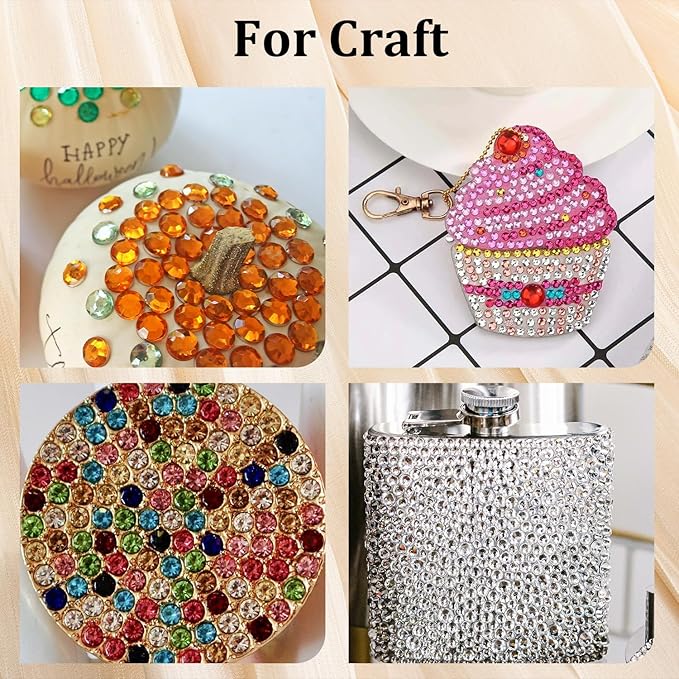 Colorful Face Gems for Makeup Set, Flatback Gorgeous Charming Mixed-Colored Chameleon Crystals with Makeup Glue+Picker Pencil+Tweezer for Eye Body Hair Make-up and Nail Art Deco