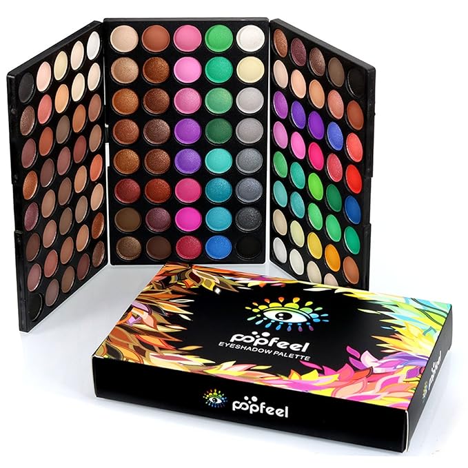 120 Colors Long Lasting Waterproof Highly Pigments Shiny Shimmers Glitter Eyeshadow Palette All in One Makeup Kits for Women Girls Holiday Make-up Gift Sets Xmas Essential Makeup Palette