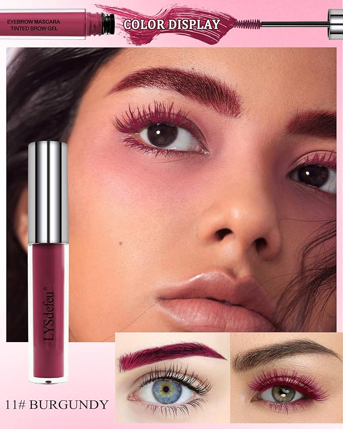 Tinted Eyebrow Gel Mascara- 1Pcs Long Lasting Waterproof Burgundy Tinting Eye Brow Glue Colored Mascara, Dark Red Brow Filler Curling rimel de pestañas, Mother's Day Eye Makeup Gift for Women Girl-#11