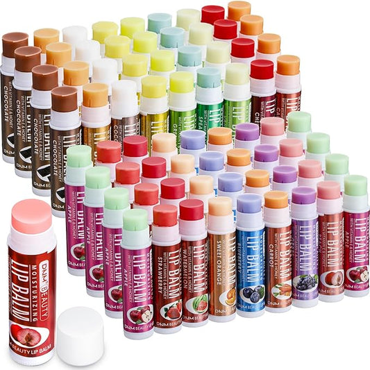 72 Pcs Lip Balm Bulk with Vitamin Assorted Flavored Lip Moisturizer Treatment Natural Ingredients Moisturizing Soothing Chapped Lips
